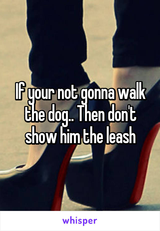 If your not gonna walk the dog.. Then don't show him the leash