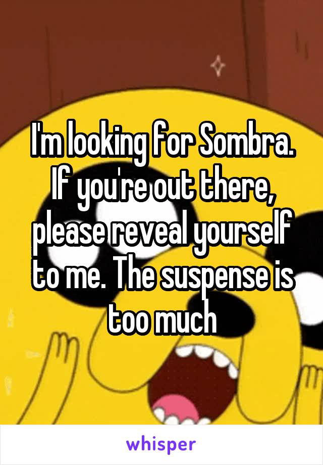 I'm looking for Sombra. If you're out there, please reveal yourself to me. The suspense is too much