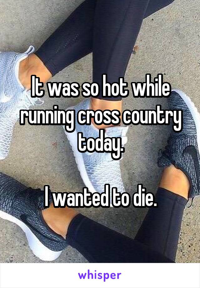 It was so hot while running cross country today.

I wanted to die.