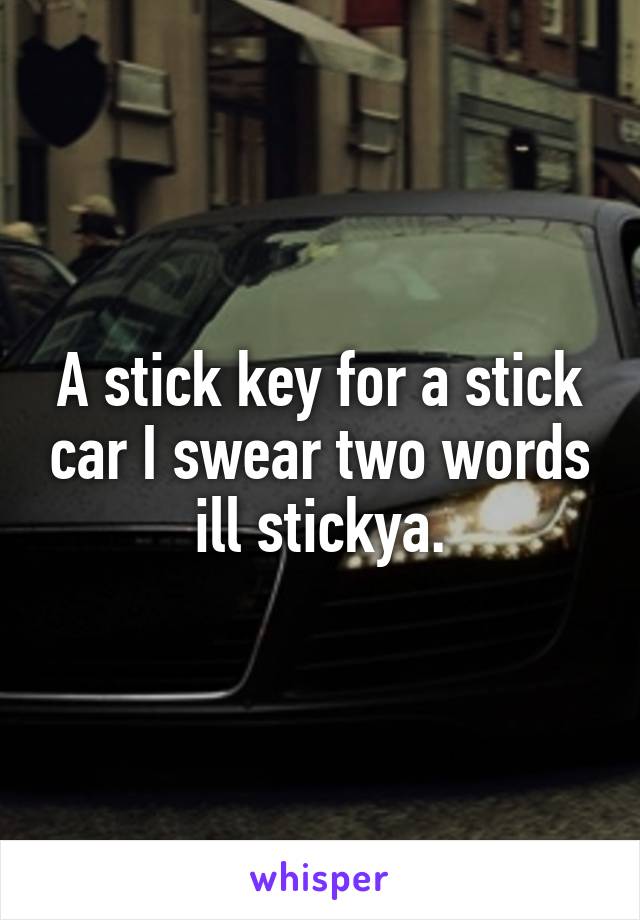 A stick key for a stick car I swear two words ill stickya.
