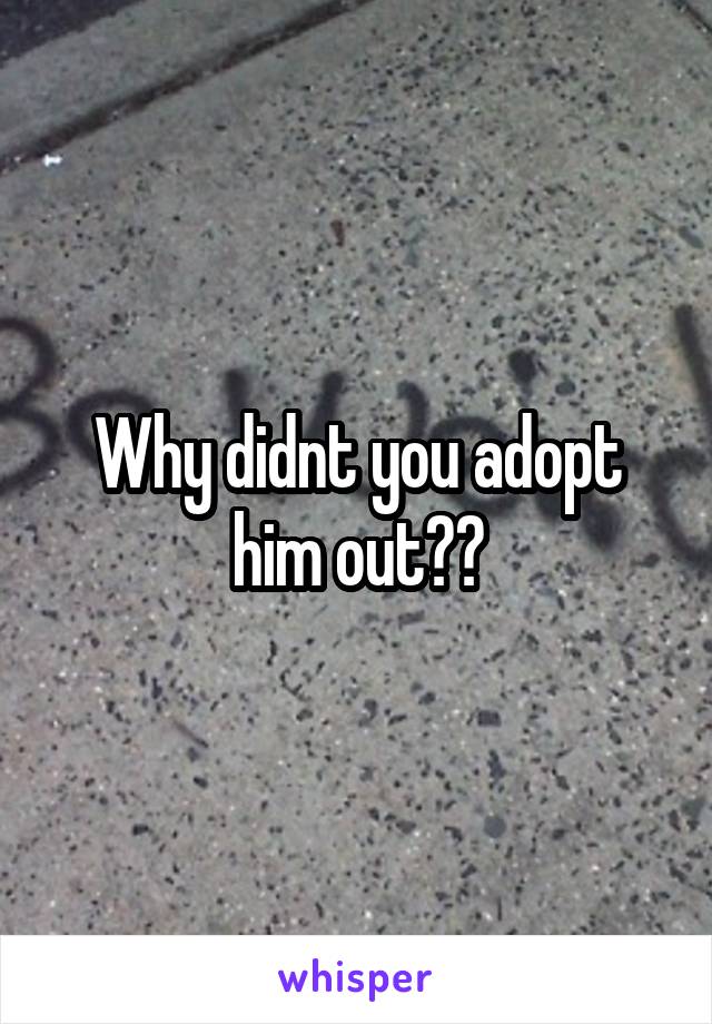 Why didnt you adopt him out??