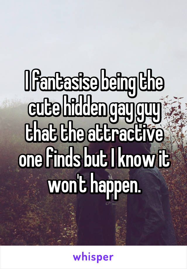 I fantasise being the cute hidden gay guy that the attractive one finds but I know it won't happen.
