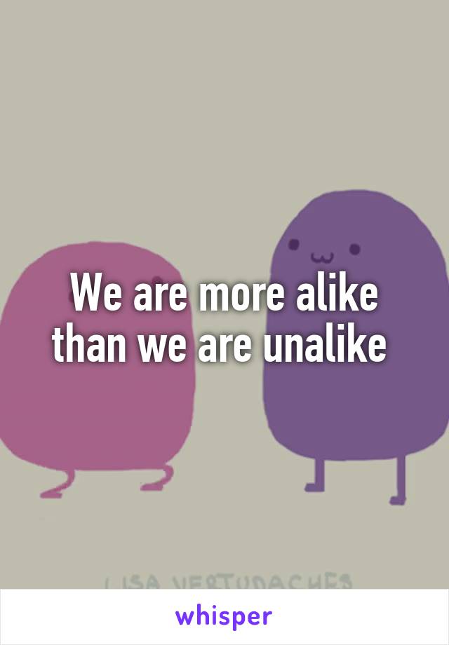 We are more alike than we are unalike 
