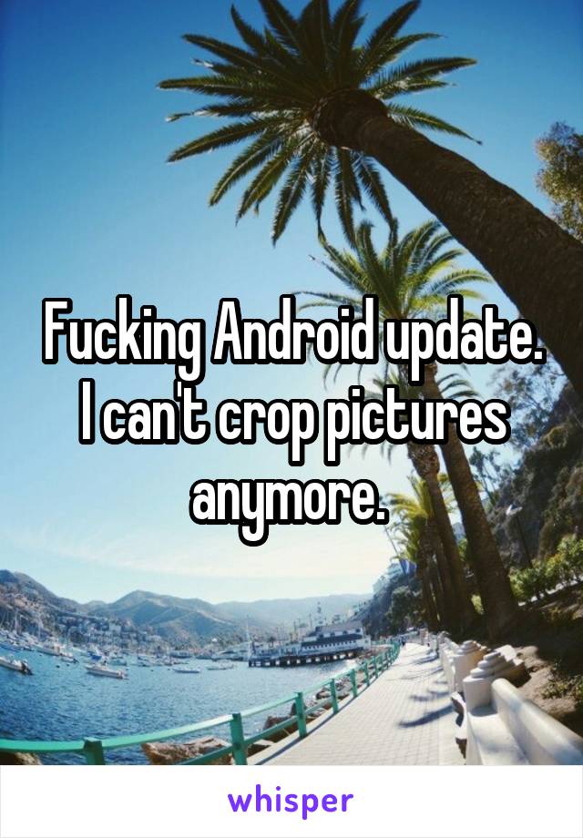 Fucking Android update. I can't crop pictures anymore. 