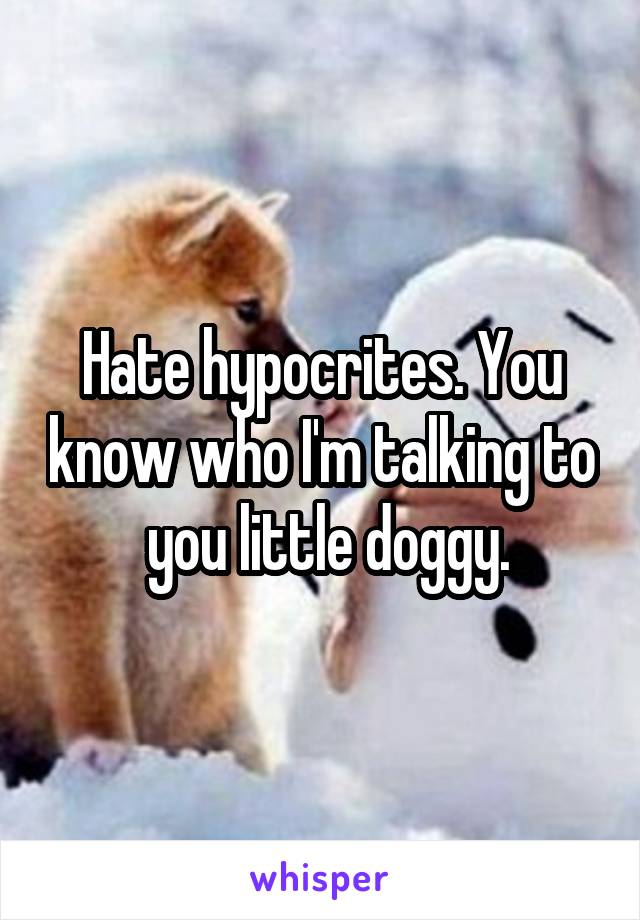 Hate hypocrites. You know who I'm talking to  you little doggy.