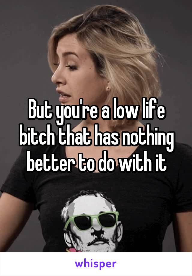 But you're a low life bitch that has nothing better to do with it