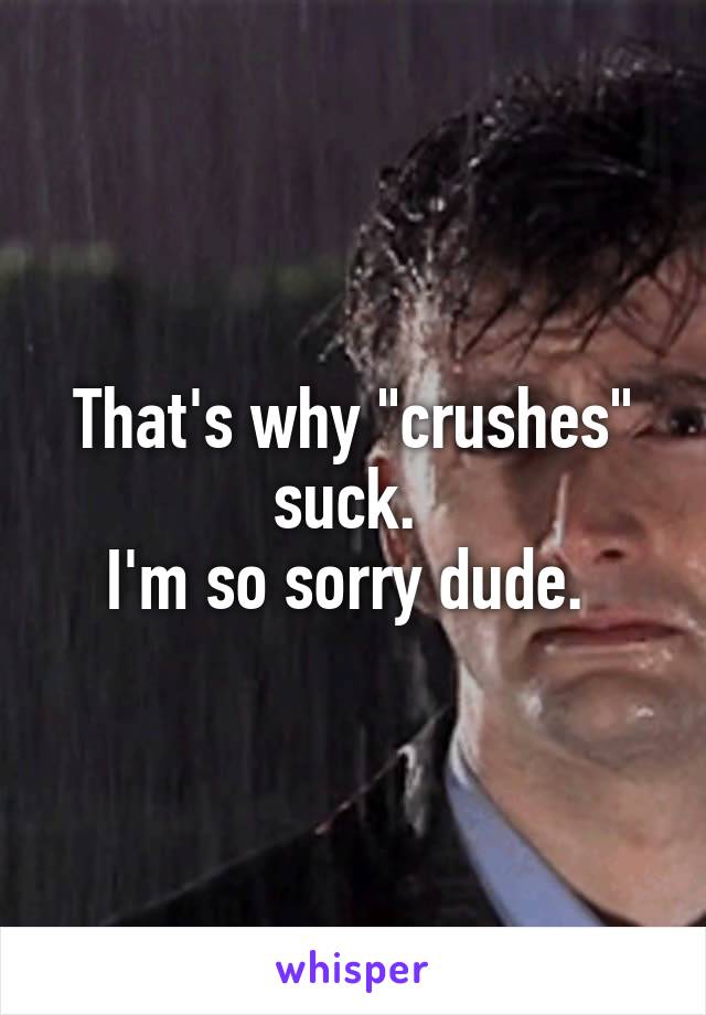 That's why "crushes" suck. 
I'm so sorry dude. 