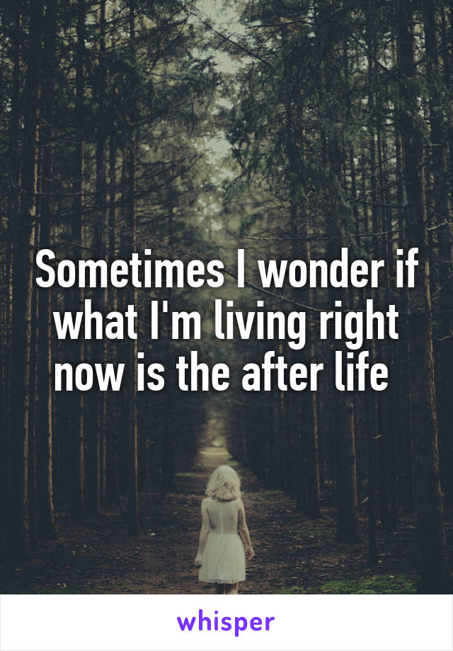 Sometimes I wonder if what I'm living right now is the after life 