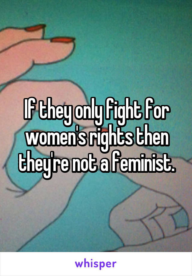 If they only fight for women's rights then they're not a feminist.