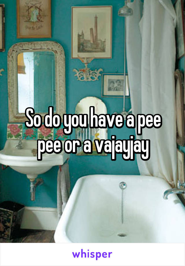 So do you have a pee pee or a vajayjay