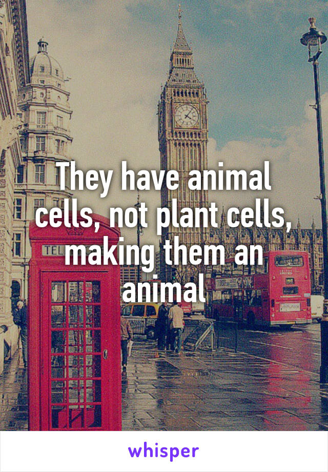 They have animal cells, not plant cells, making them an animal