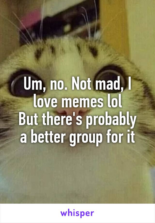 Um, no. Not mad, I love memes lol
But there's probably a better group for it
