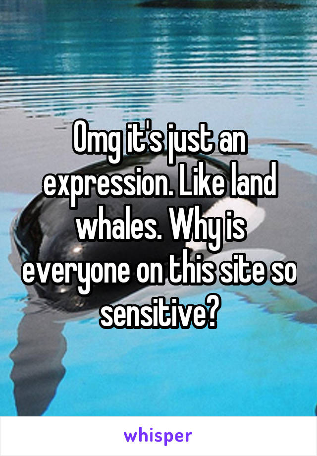 Omg it's just an expression. Like land whales. Why is everyone on this site so sensitive?