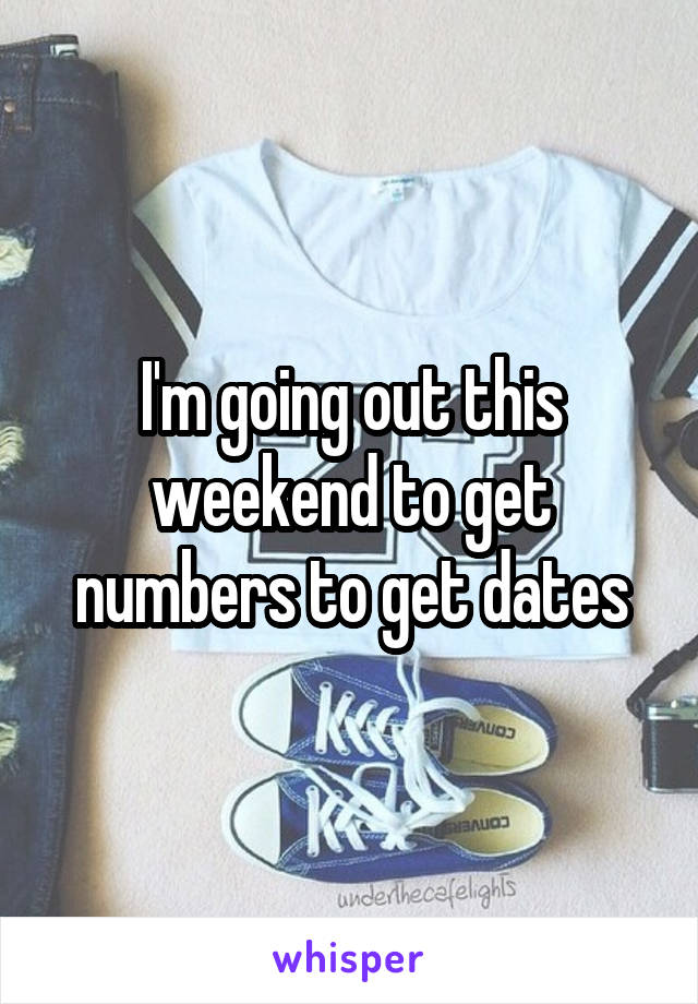 I'm going out this weekend to get numbers to get dates