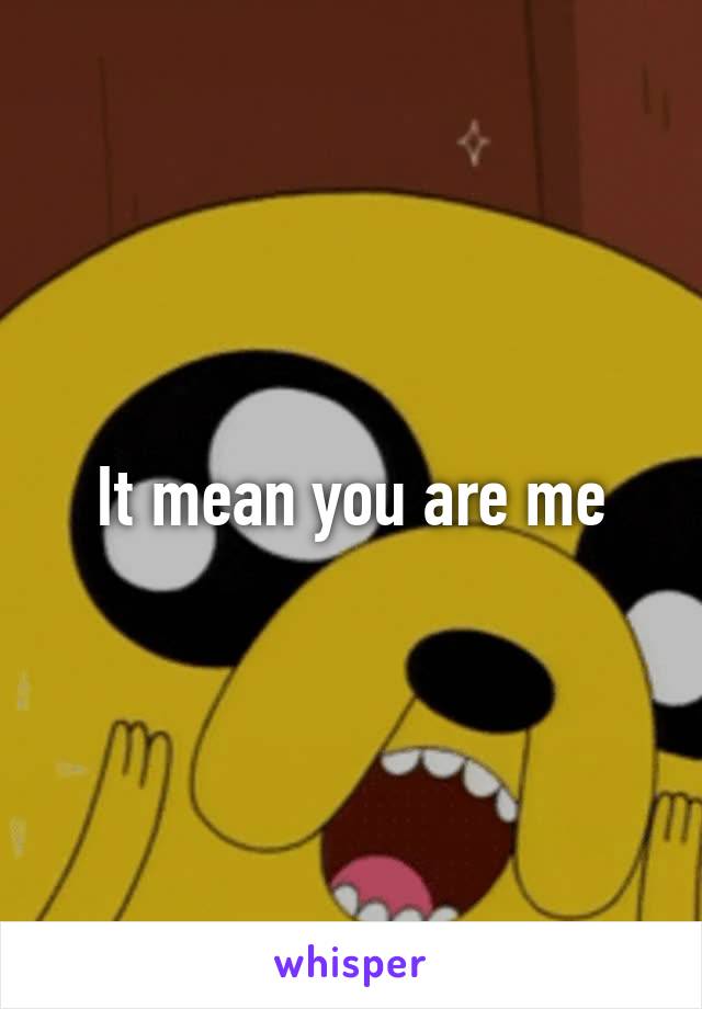 It mean you are me