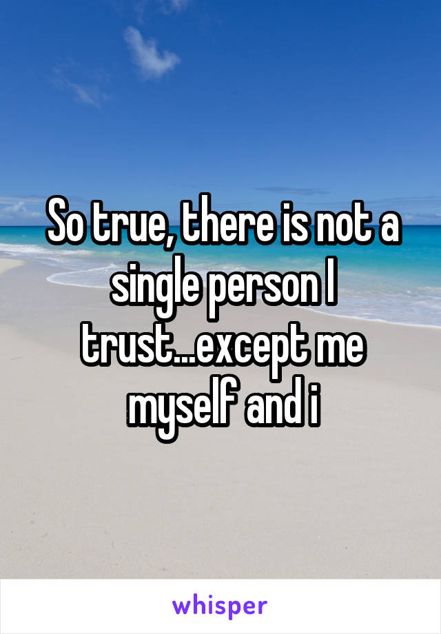 So true, there is not a single person I trust...except me myself and i