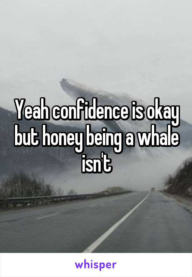 Yeah confidence is okay but honey being a whale isn't