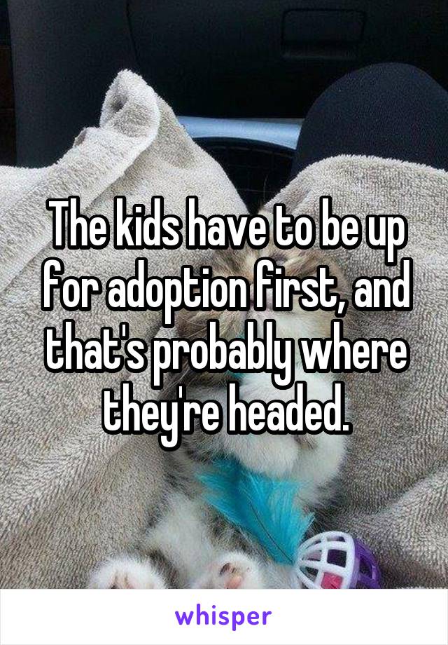 The kids have to be up for adoption first, and that's probably where they're headed.