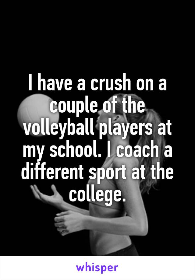 I have a crush on a couple of the volleyball players at my school. I coach a different sport at the college.