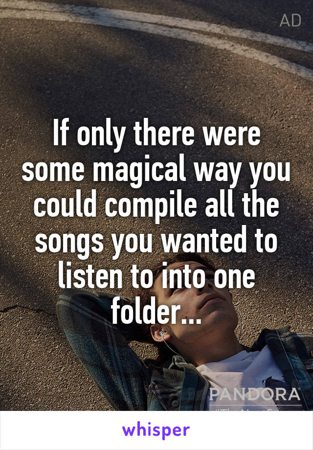 If only there were some magical way you could compile all the songs you wanted to listen to into one folder...