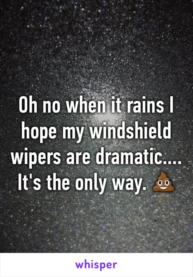 Oh no when it rains I hope my windshield wipers are dramatic.... It's the only way. 💩