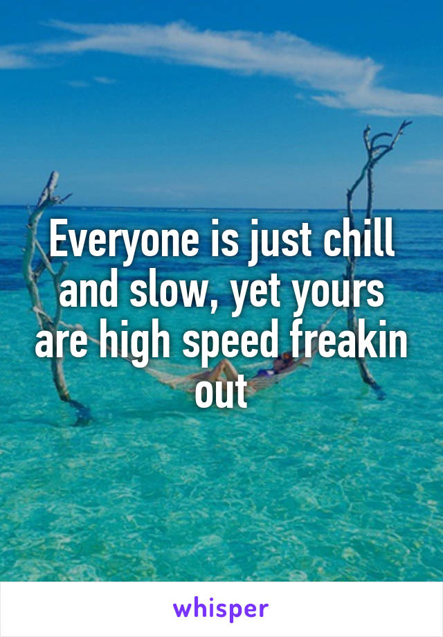 Everyone is just chill and slow, yet yours are high speed freakin out
