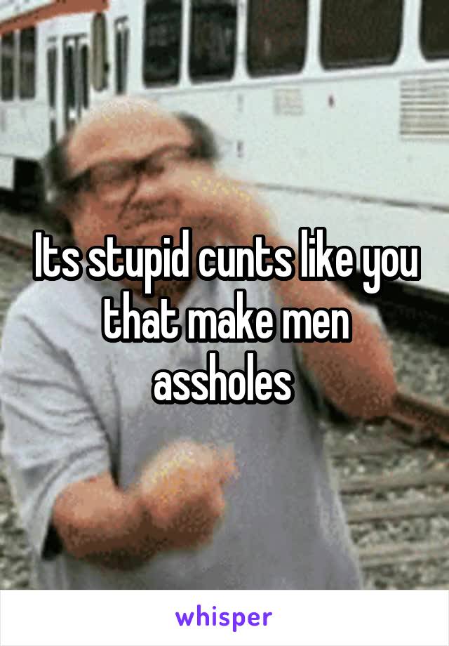 Its stupid cunts like you that make men assholes 