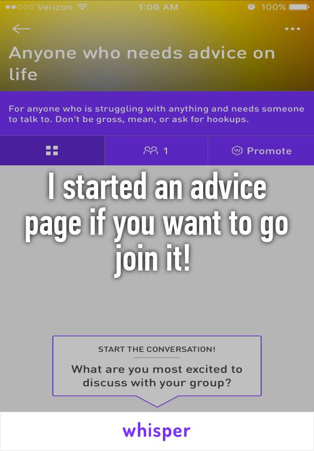 I started an advice page if you want to go join it! 