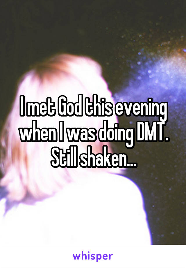 I met God this evening when I was doing DMT. Still shaken...