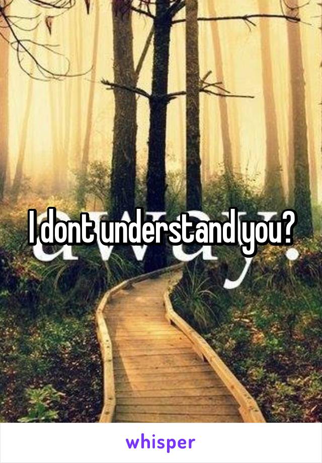 I dont understand you?
