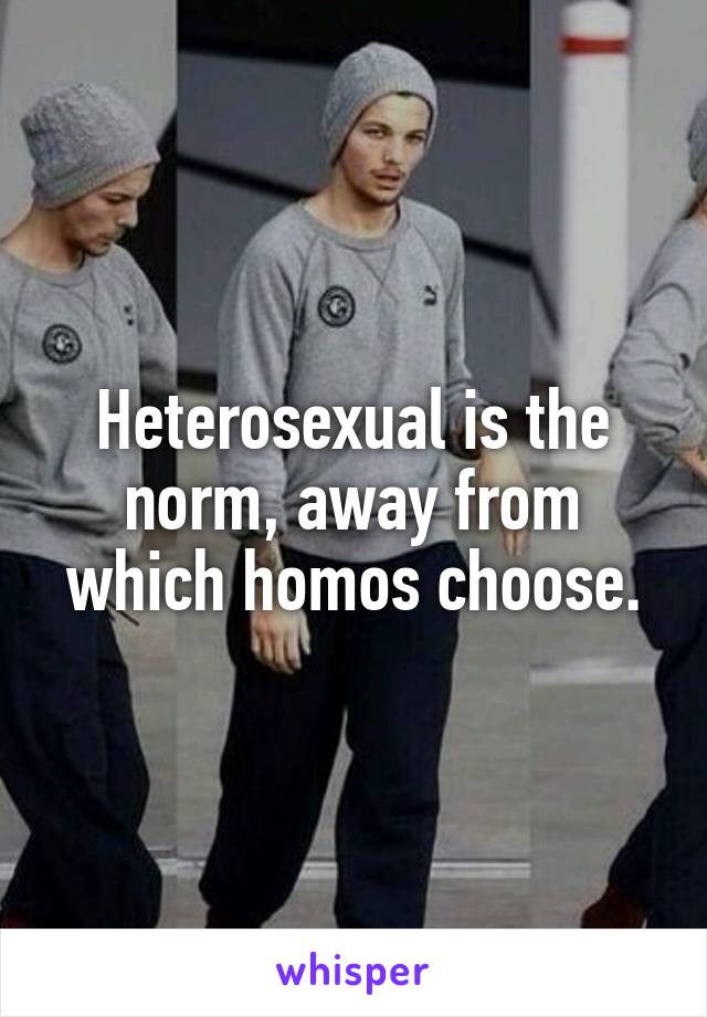 Heterosexual is the norm, away from which homos choose.