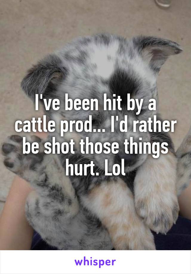 I've been hit by a cattle prod... I'd rather be shot those things hurt. Lol