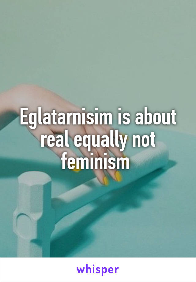 Eglatarnisim is about real equally not feminism 