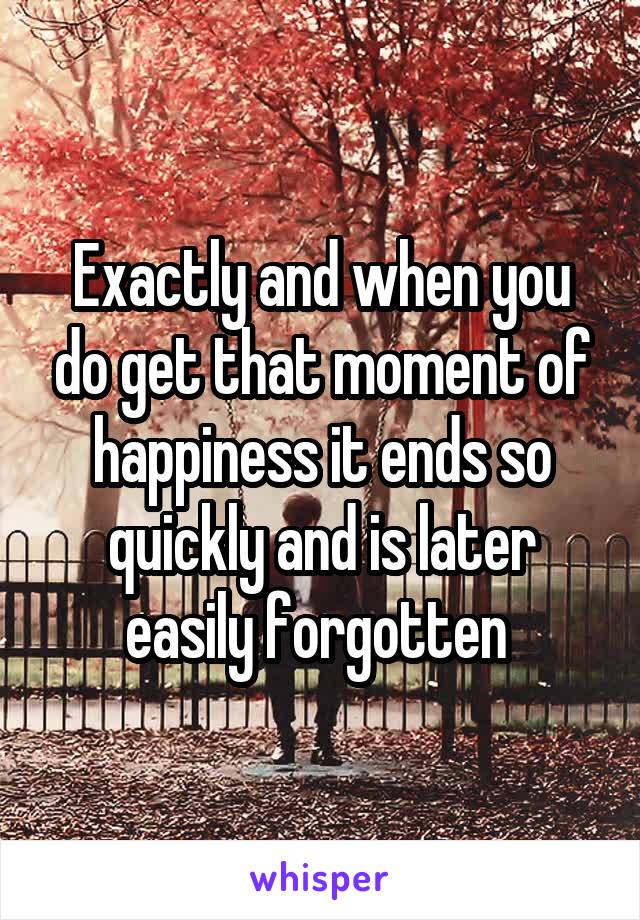 Exactly and when you do get that moment of happiness it ends so quickly and is later easily forgotten 