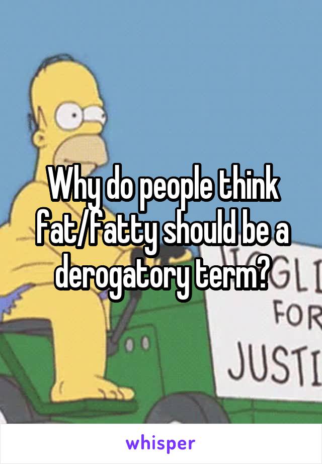 Why do people think fat/fatty should be a derogatory term?