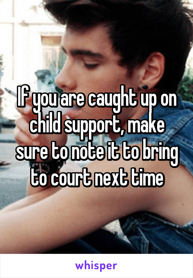 If you are caught up on child support, make sure to note it to bring to court next time