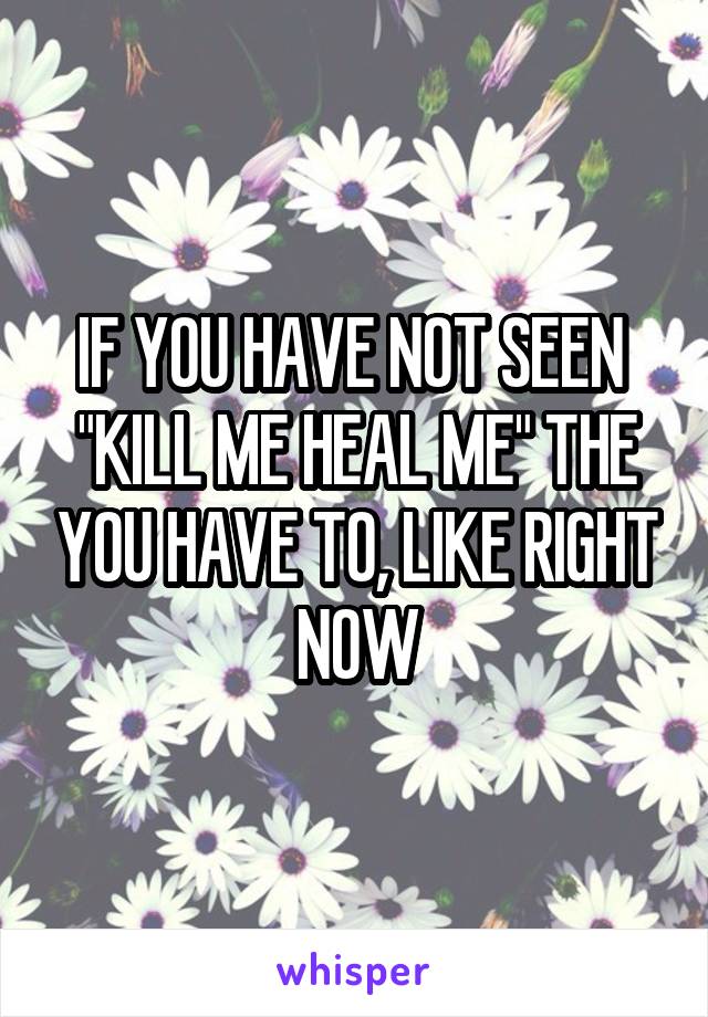 IF YOU HAVE NOT SEEN  "KILL ME HEAL ME" THE YOU HAVE TO, LIKE RIGHT NOW