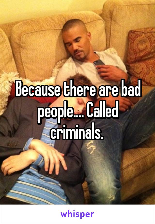 Because there are bad people.... Called criminals. 