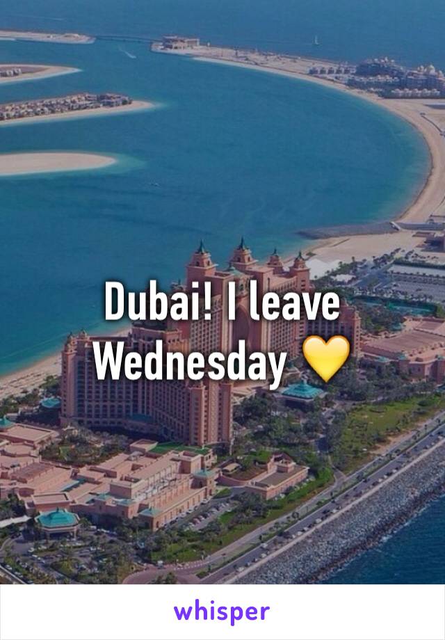 Dubai! I leave Wednesday 💛