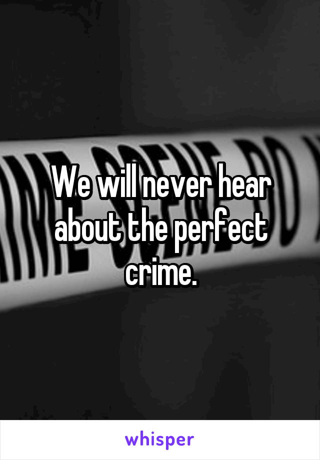 We will never hear about the perfect crime.