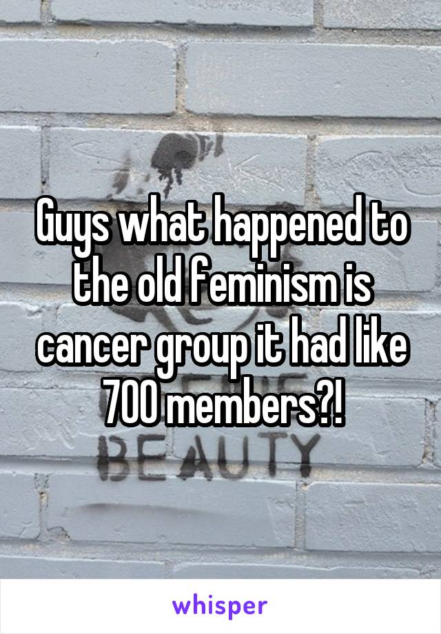 Guys what happened to the old feminism is cancer group it had like 700 members?!