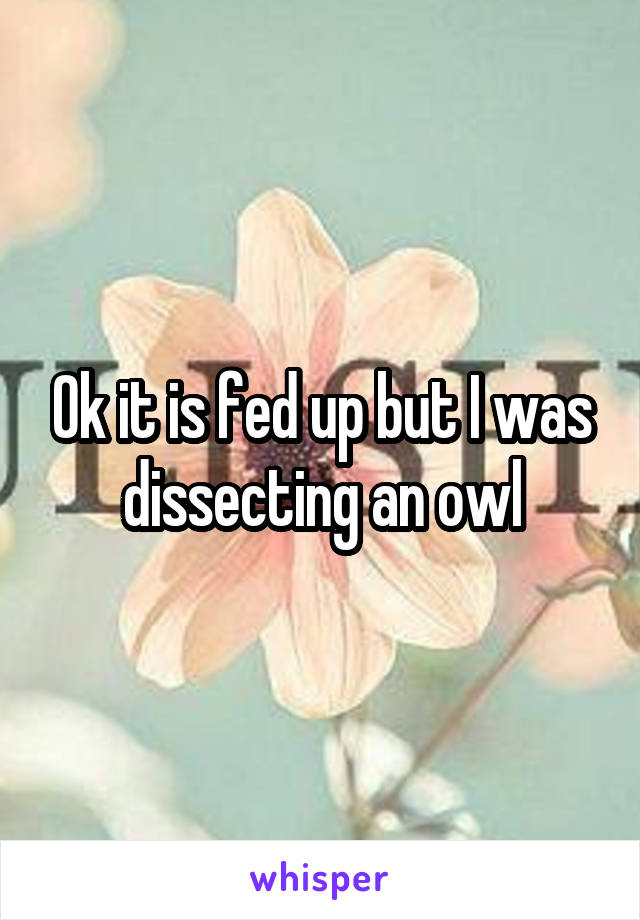 Ok it is fed up but I was dissecting an owl