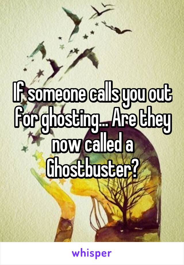 If someone calls you out for ghosting... Are they now called a Ghostbuster?