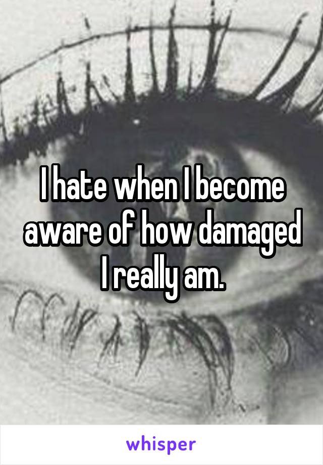 I hate when I become aware of how damaged I really am.