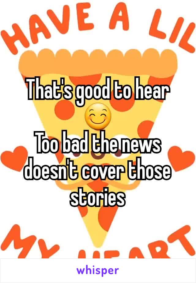 That's good to hear 😊
Too bad the news doesn't cover those stories