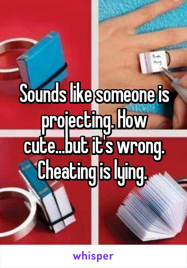 Sounds like someone is projecting. How cute...but it's wrong. Cheating is lying. 