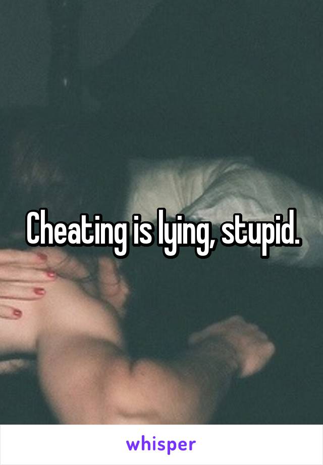 Cheating is lying, stupid.