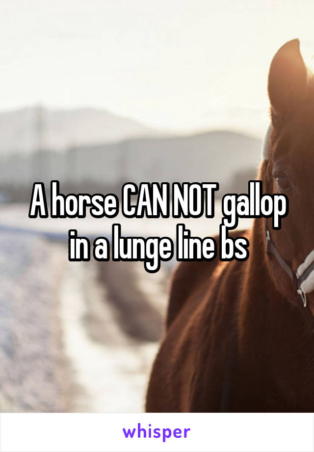 A horse CAN NOT gallop in a lunge line bs