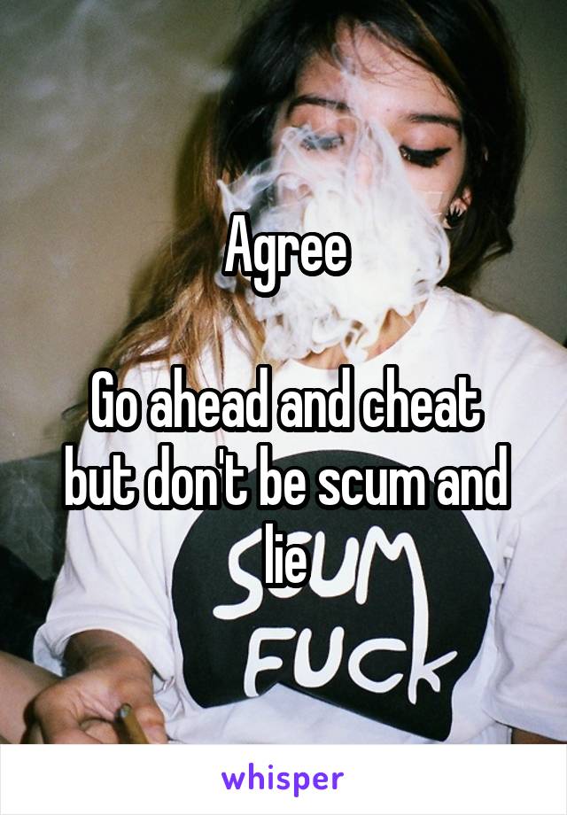 Agree

Go ahead and cheat but don't be scum and lie