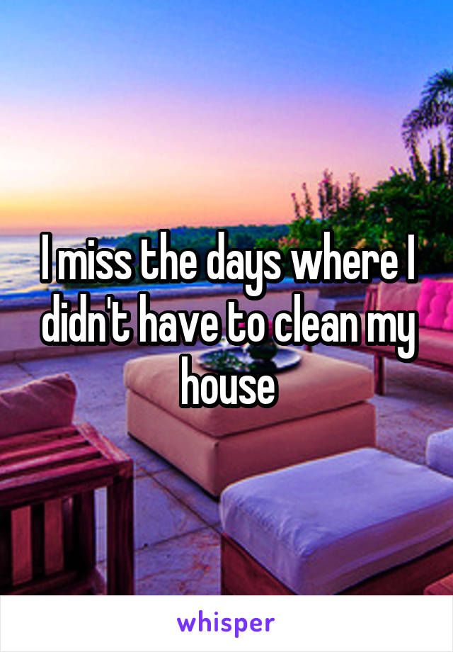 I miss the days where I didn't have to clean my house